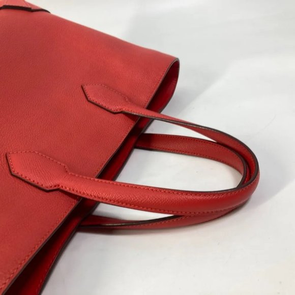 Auth HERMES maxi box cover 30 Hand Bag Tote Bag Evercolor / Epsom Red - Picture 4 of 14